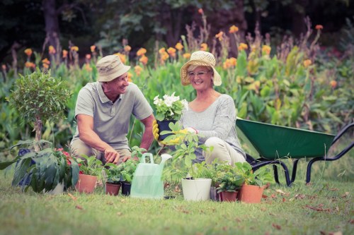 Gardener Harrow team working in a vibrant garden